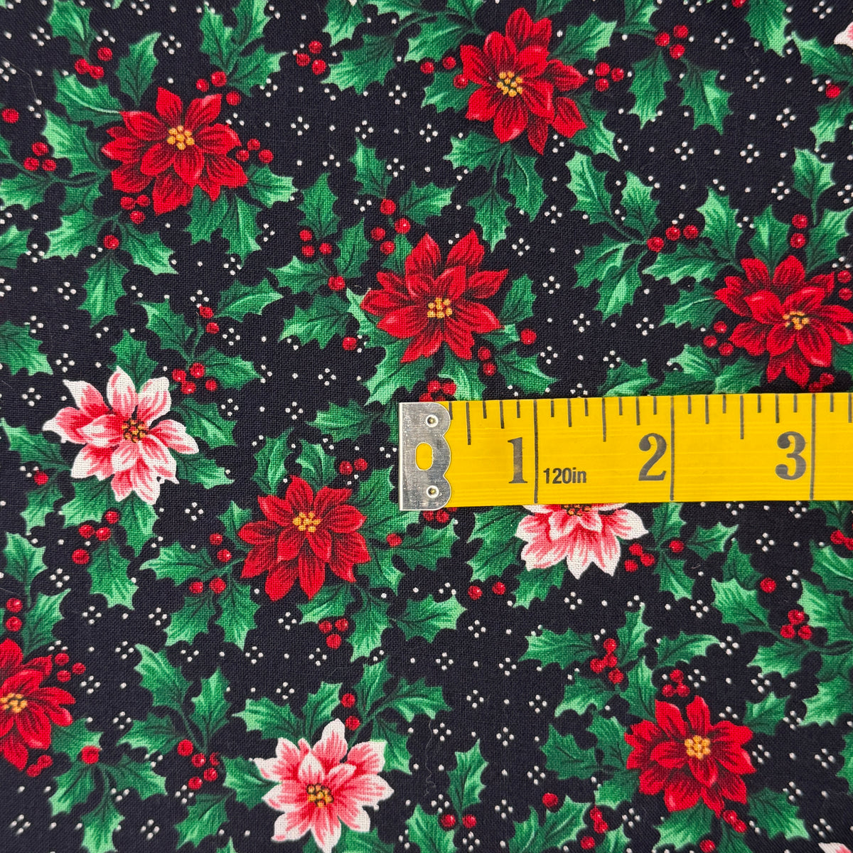 Pink & Red Poinsettia Cotton: 2 yds