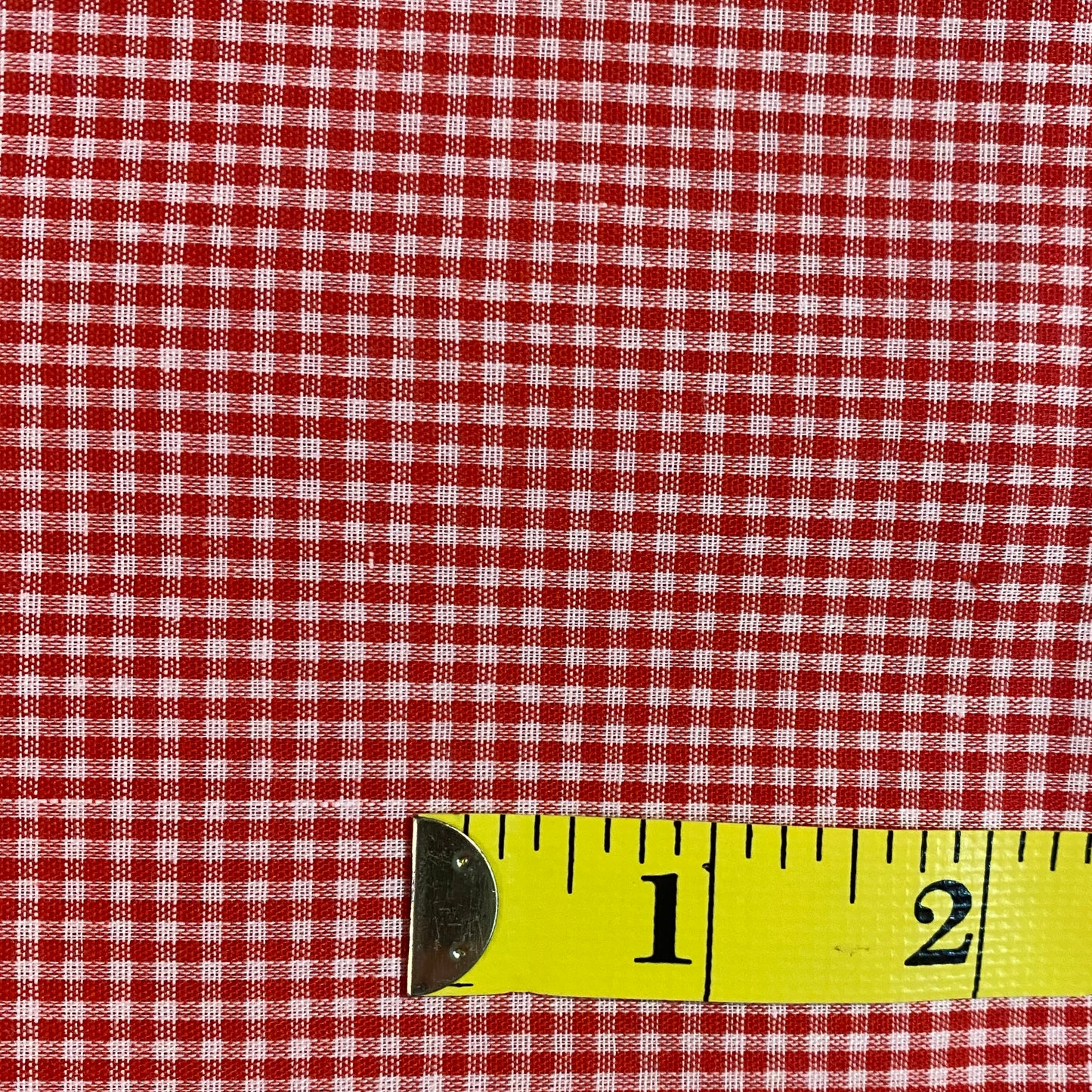Red Gingham Cotton Blend Shirting: 3 yds