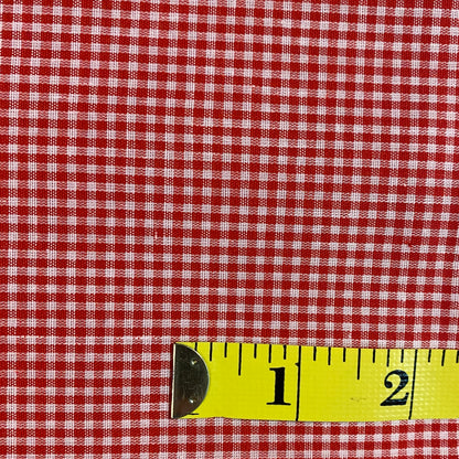 Red Gingham Cotton Blend Shirting: 3 yds
