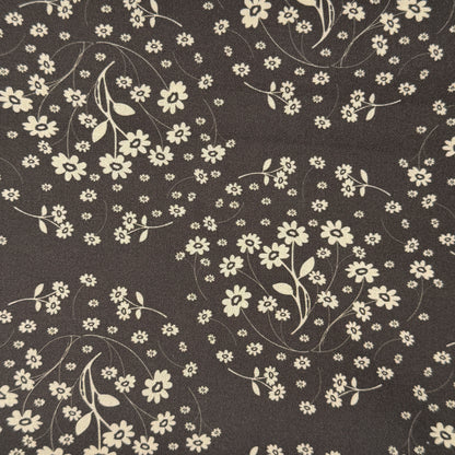 Dark Grey With Cream Floral Cotton: 2 yds