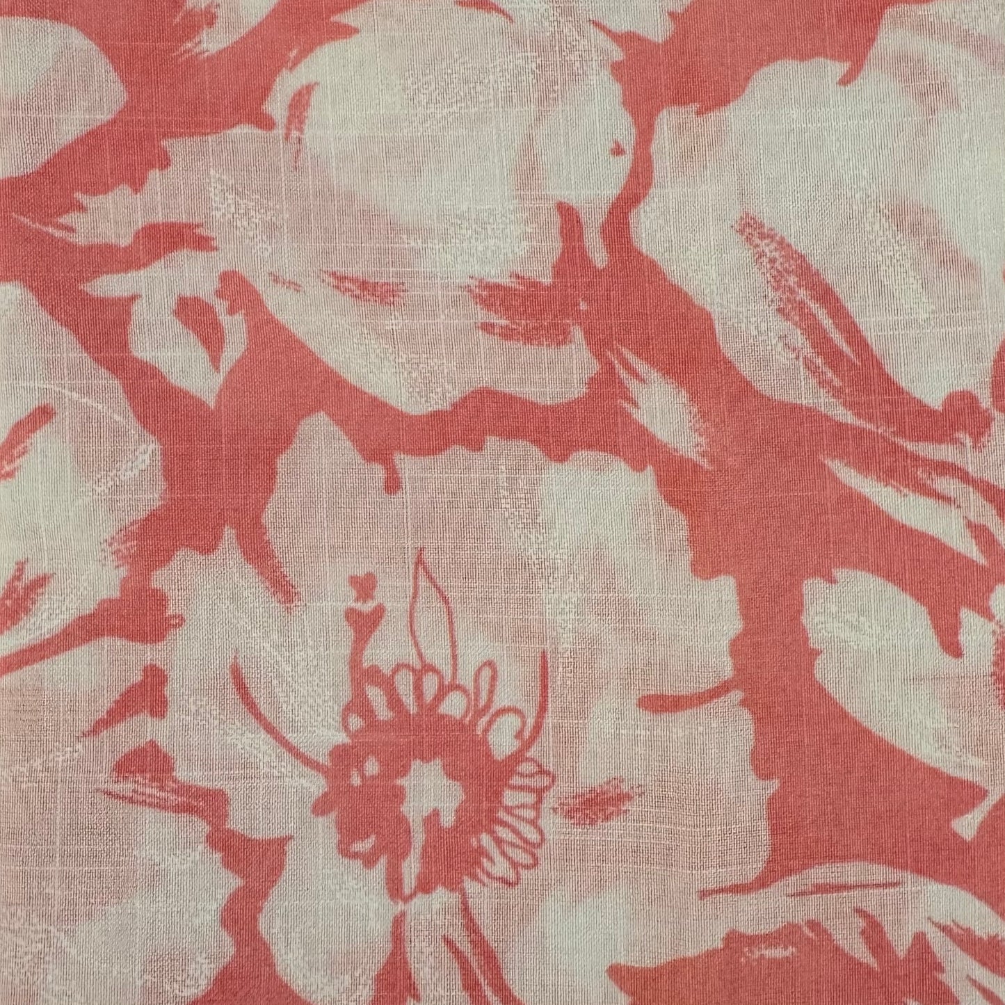 Pink & White Floral Lightweight Slubby Cotton Blend: 2 yds