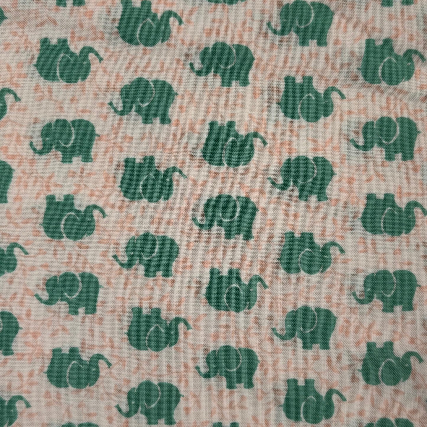 Green Elephants Cotton Blend: 1.25 yds