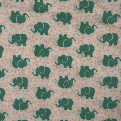 Green Elephants Cotton Blend: 1.25 yds