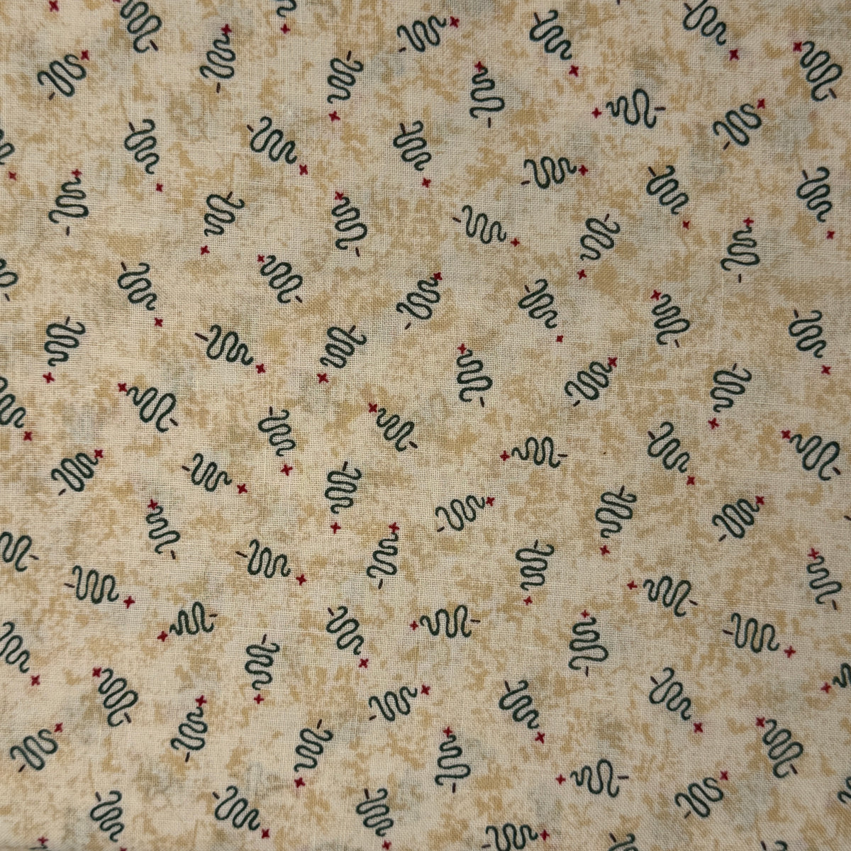 Tonal Cream With Squiggly Christmas Trees Cotton: 1 yd