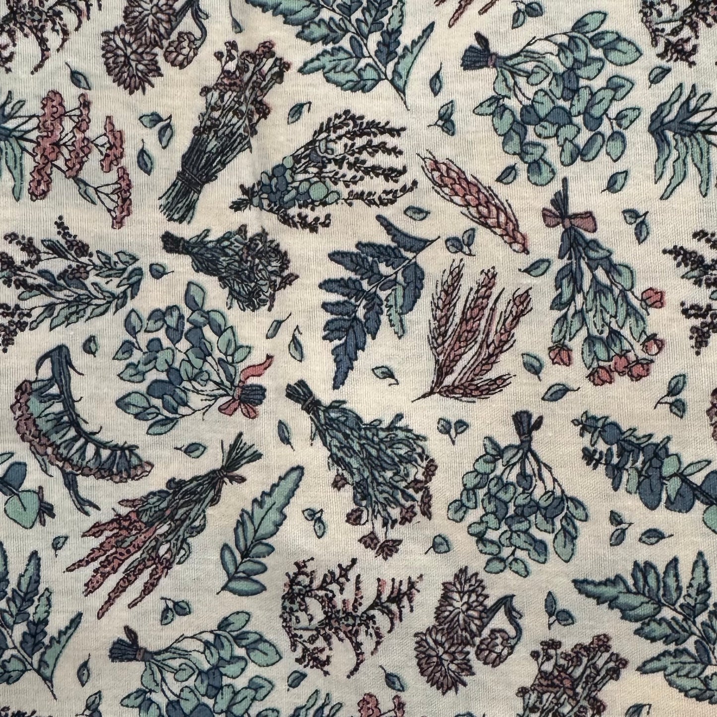 Blue, Green & Pink Floral Cotton Home Decor: 1 yd