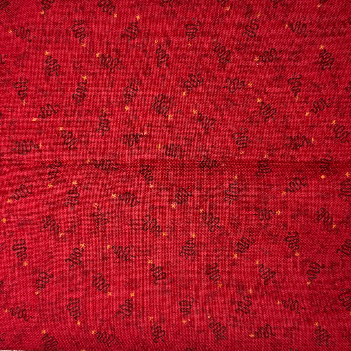 Red With Squiggle Trees Cotton Blend: 1 yd