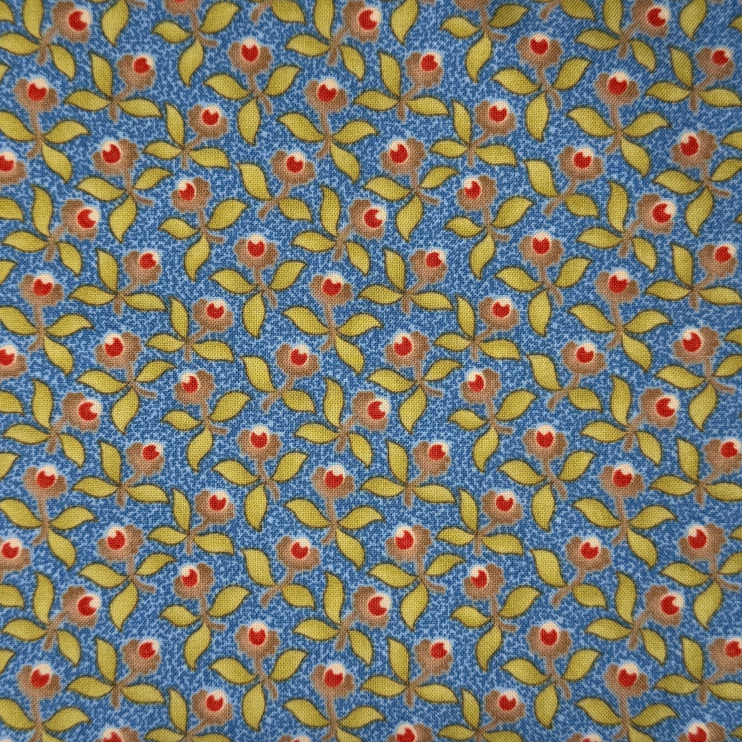 Blue With Red & Green Floral Cotton: 1.25 yds