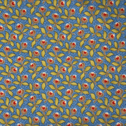 Blue With Red & Green Floral Cotton: 1.25 yds