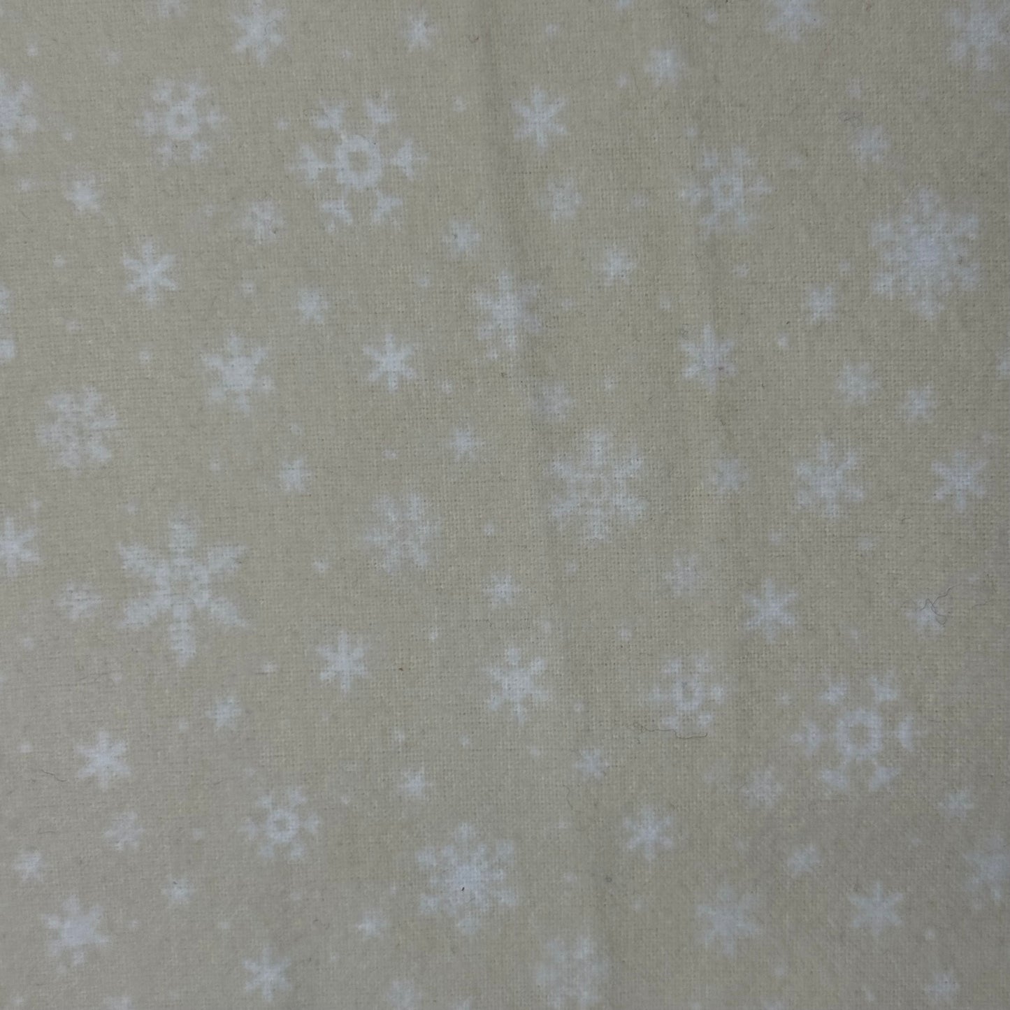 Cream With Snowflakes Brushed Cotton Blend: 1 yd