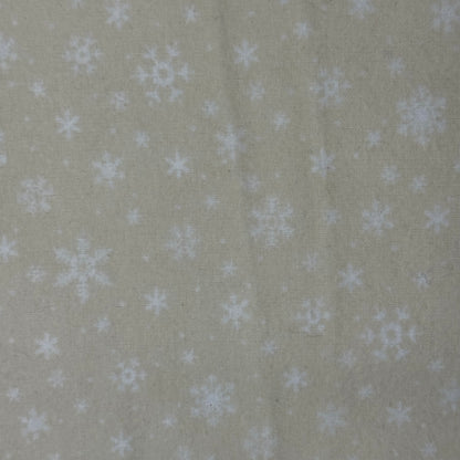 Cream With Snowflakes Brushed Cotton Blend: 1 yd