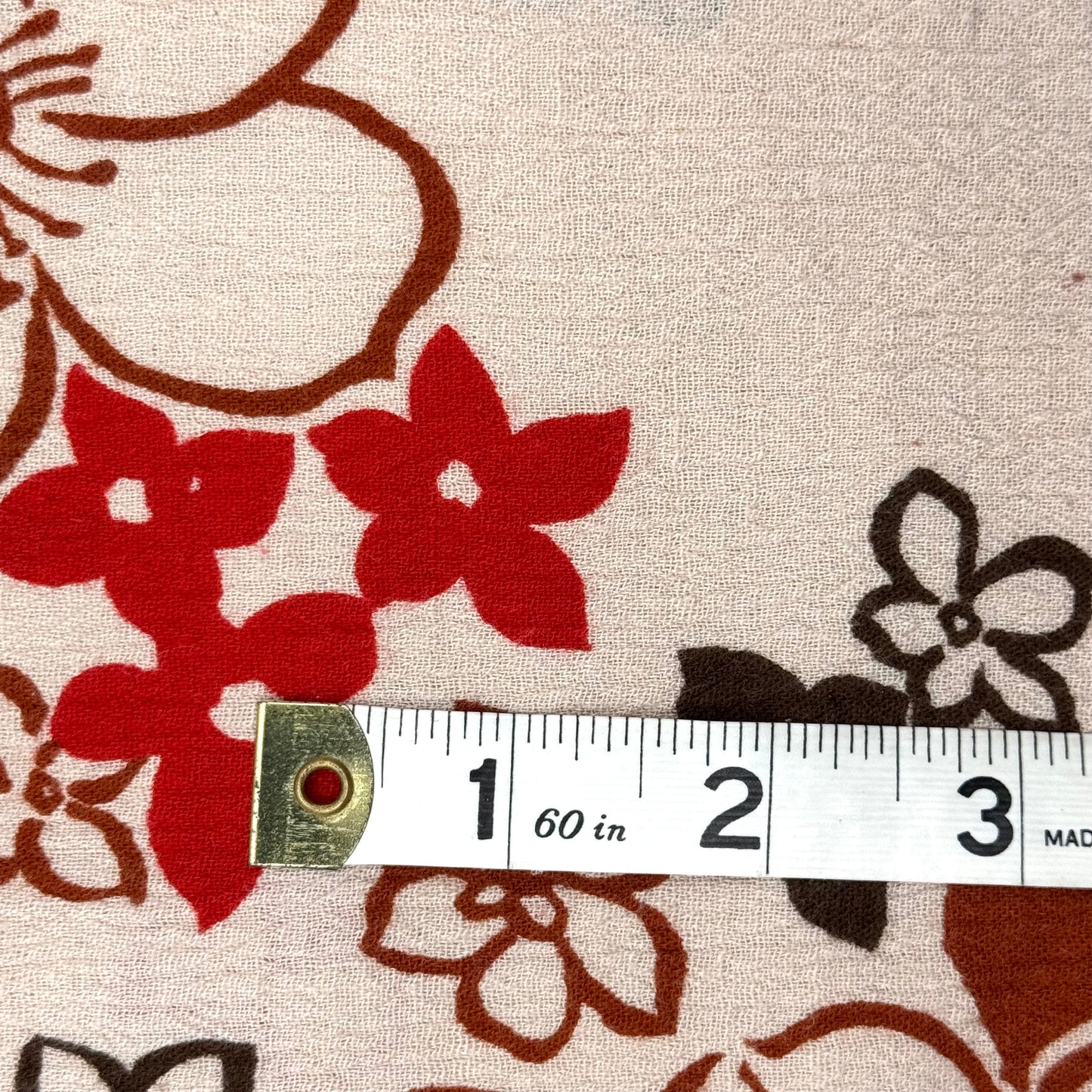 Warm Tones Tropical Floral Print on Tan Cotton Gauze: 2 yds