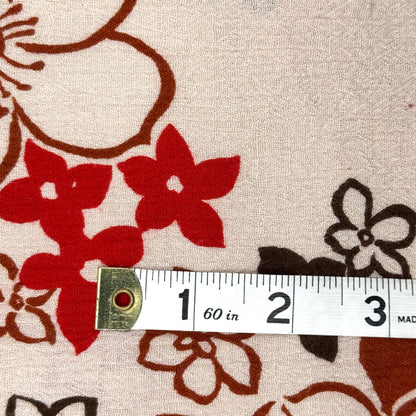 Warm Tones Tropical Floral Print on Tan Cotton Gauze: 2 yds