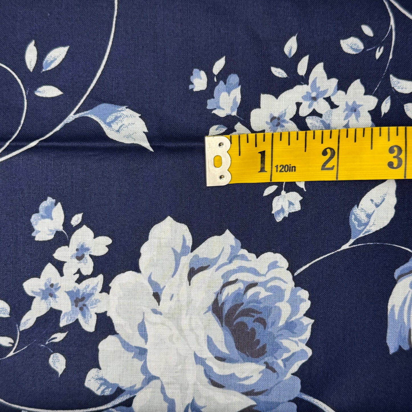 Dark Blue With Light Blue Floral Cotton Blend: 1.5 yds