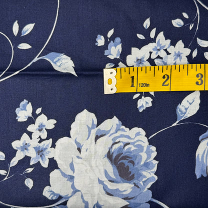 Dark Blue With Light Blue Floral Cotton Blend: 1.5 yds