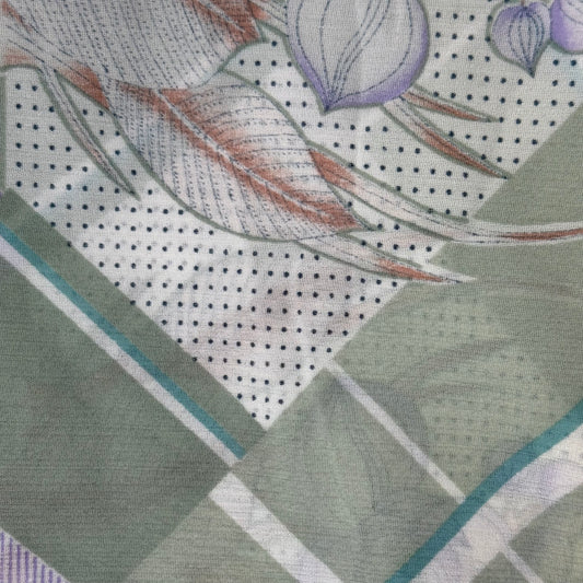 Sheer Pastels with Geometric/Floral Print and Texture Rib 2-Way Stretch Poly: 1 yd