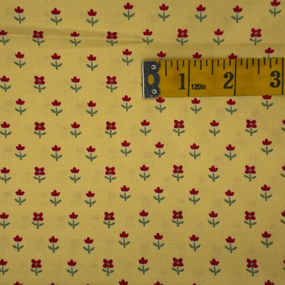 Yellow With Red Floral Cotton: 2 yds