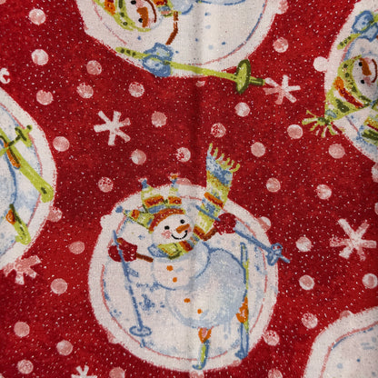 Sparkly Skiing Snowmen Cotton: 1 yd