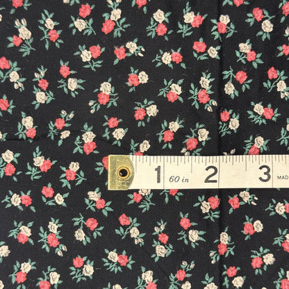 Multicolor Floral Print on Black Rayon Cotton Blend: 1.25 yds