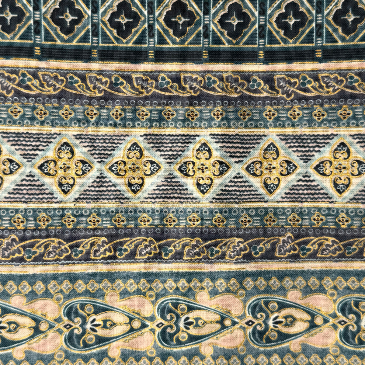 Blue & Green Stripes Cotton: 2 yds