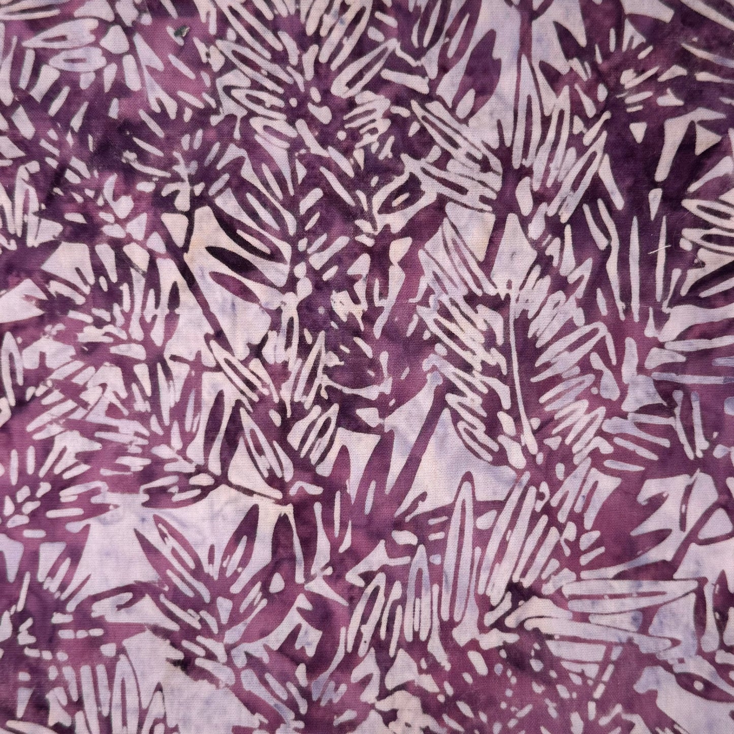 Tonal Purple Leaves Batik Cotton: 1 yd