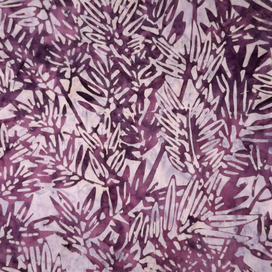 Tonal Purple Leaves Batik Cotton: 1 yd