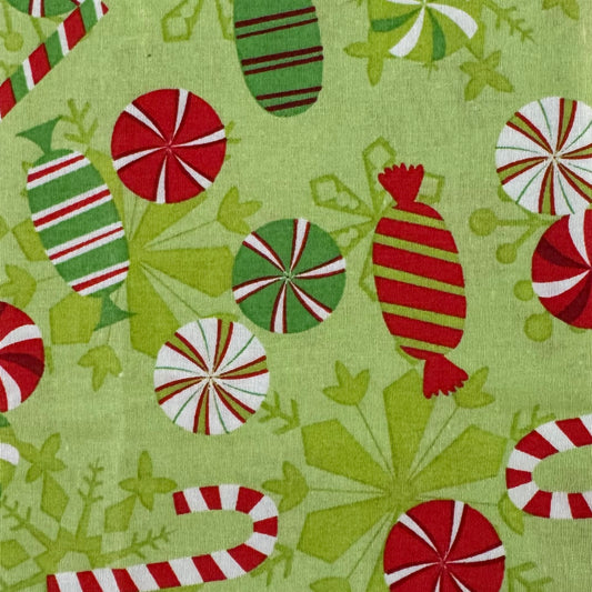 Lime Green Christmas Candy Cotton Blend: 2 yds