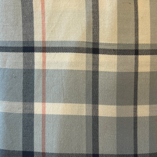 Grey Plaid Cotton Blend Shirting: 3.75 yds