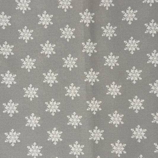 Silver With White Snowflakes Cotton: 1 yd