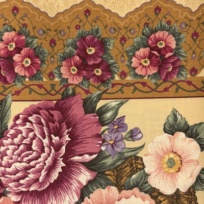 Pink & Purple Floral Quilt Panel Cotton: 2 yds
