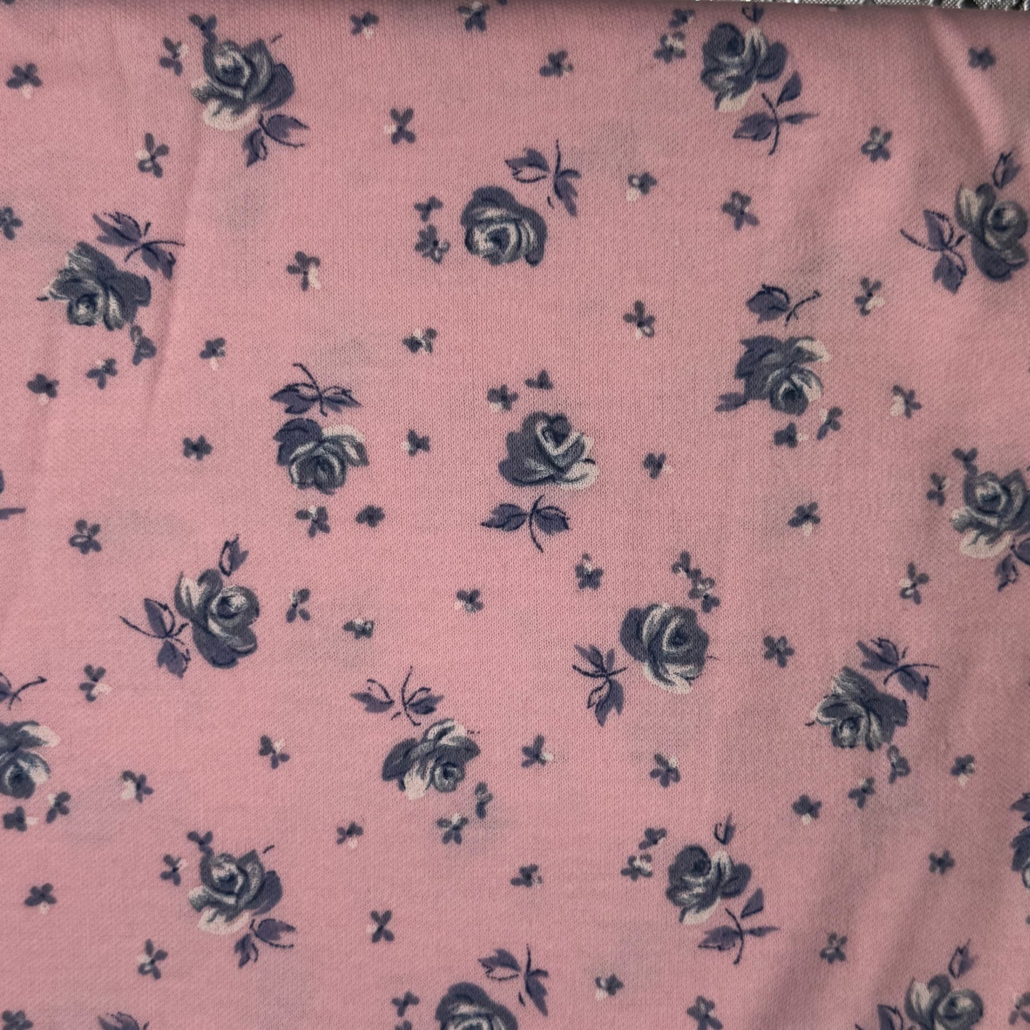 Pink With Purple Floral Jersey: 1 yd