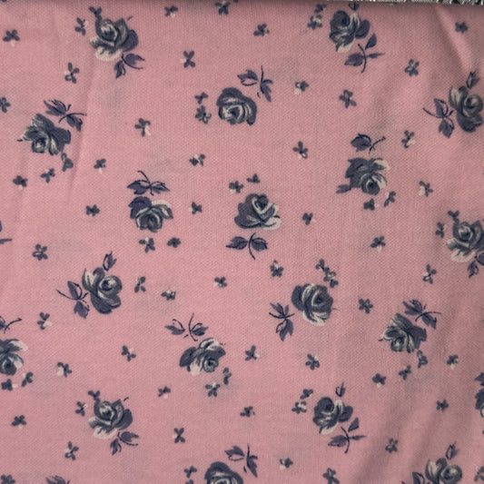 Pink With Purple Floral Jersey: 1 yd