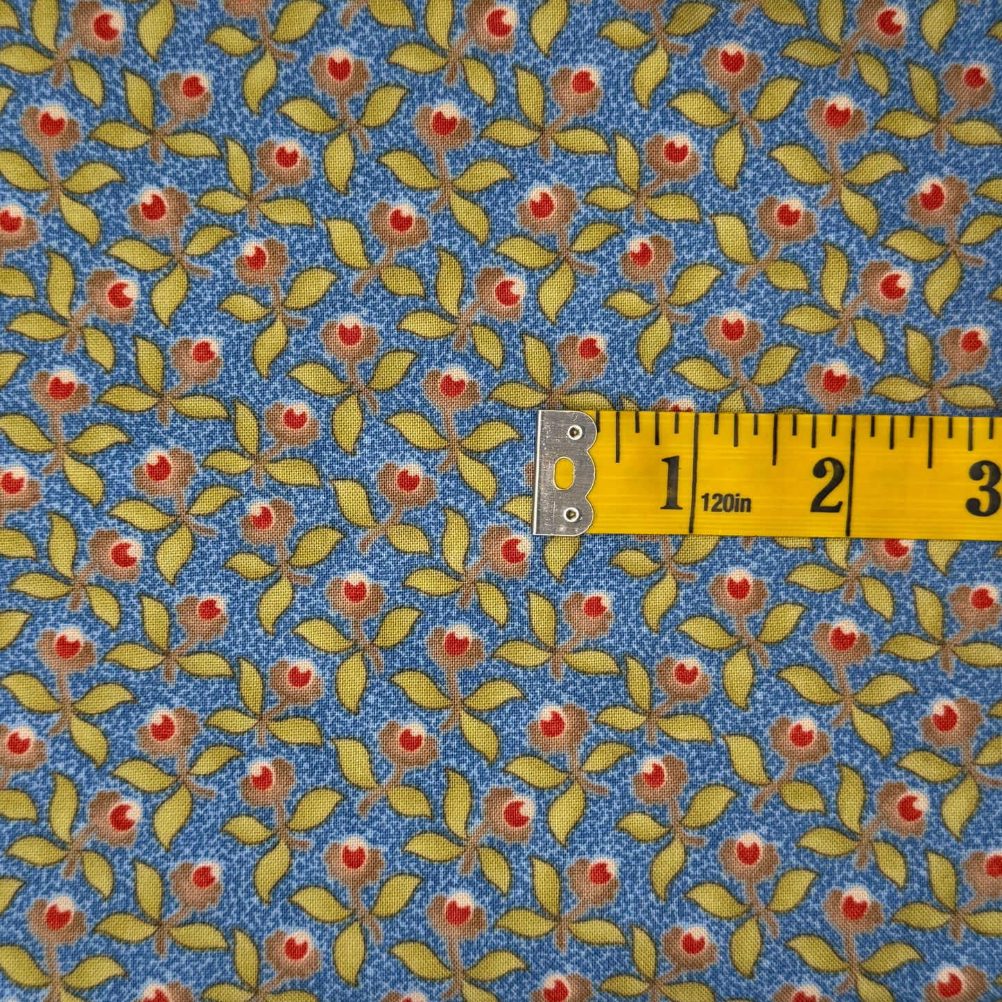 Blue With Red & Green Floral Cotton: 1.25 yds