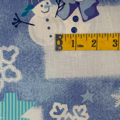 Blue & Green Snowmen Cotton: 1.5 yds