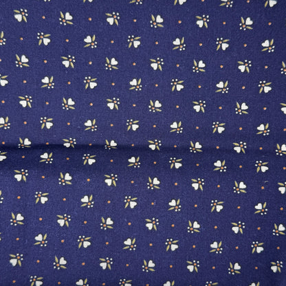 Blue With White Hearts Cotton Blend: 2 yds
