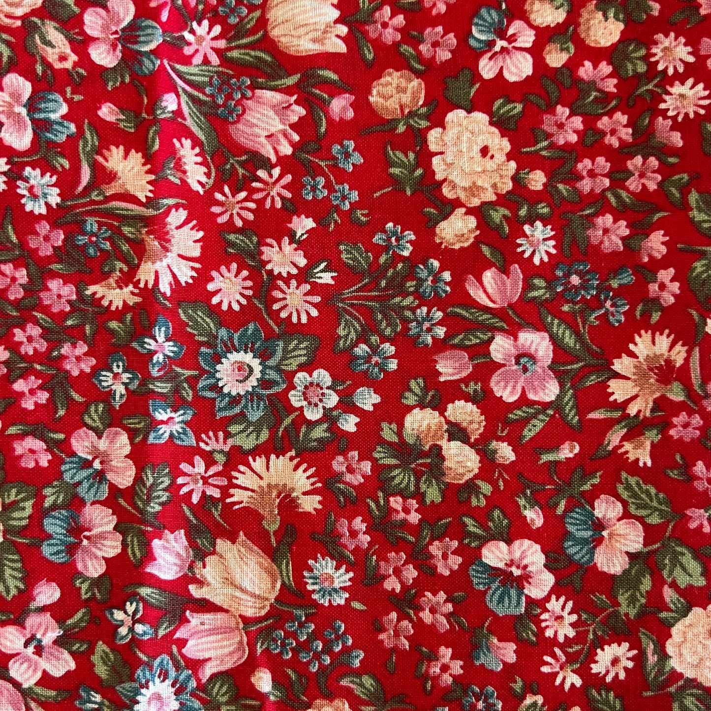 Red Floral Cotton: 2.5 yds