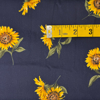 Navy Blue With Sunflower Cotton Blend Home Decor: 2.75 yds