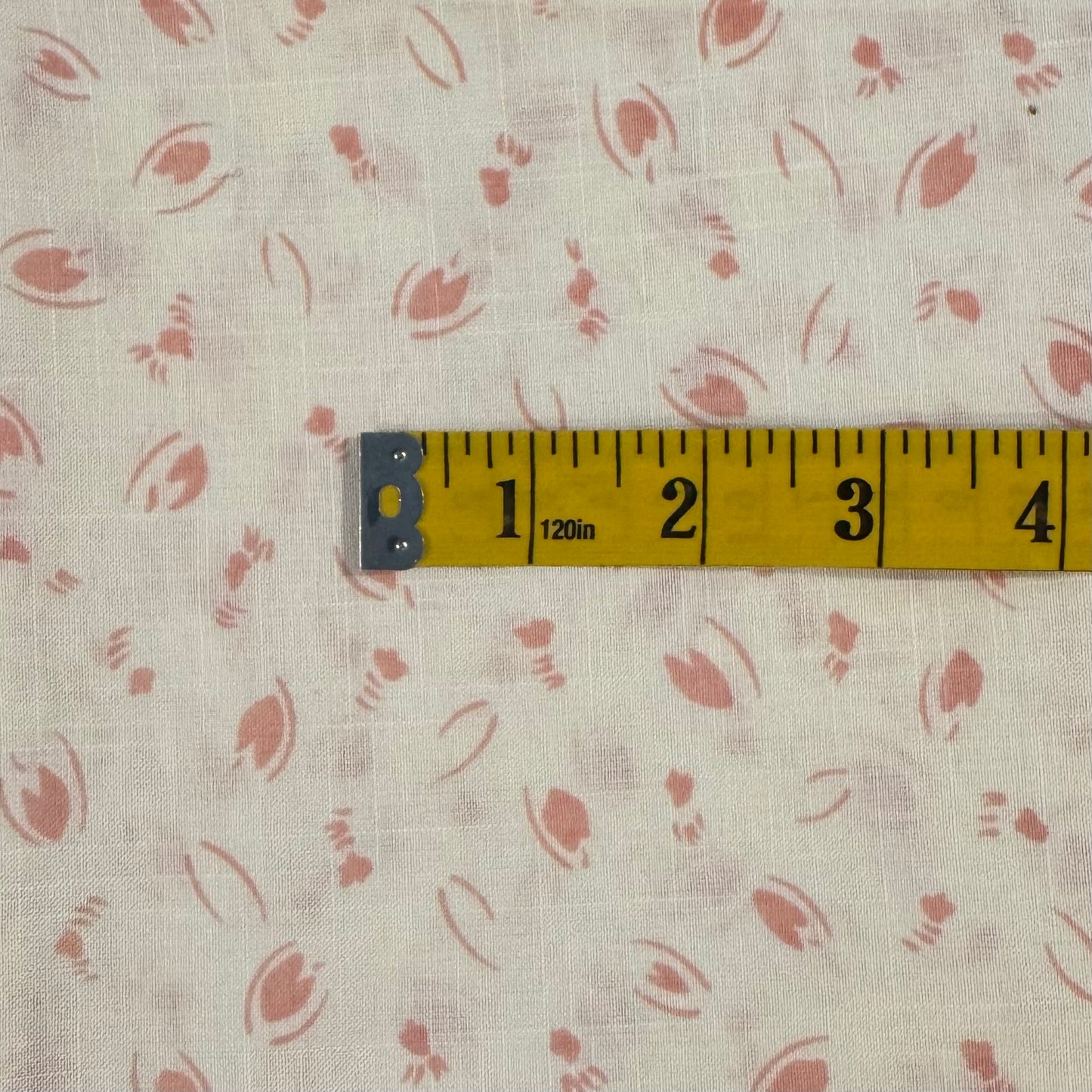 Cream & Pink Abstract Lightweight Cotton Blend Shirting: 1 yd