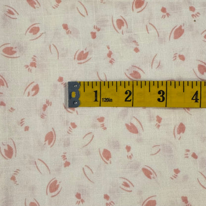 Cream & Pink Abstract Lightweight Cotton Blend Shirting: 1 yd