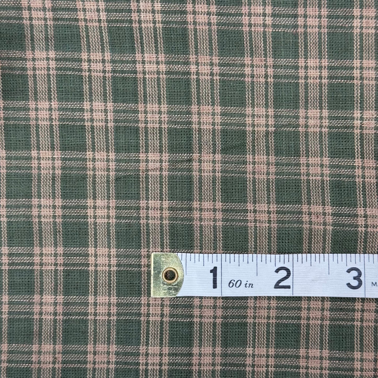 Green and Tan Woven Plaid Homespun: 2 yds