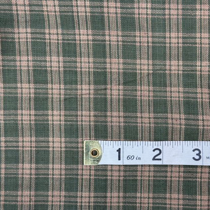 Green and Tan Woven Plaid Homespun: 2 yds