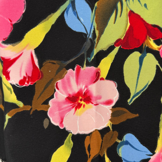 Multicolor on Black Floral Print Rayon: 4 yds