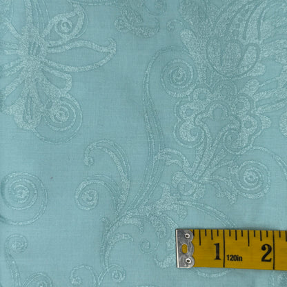 Light Blue Metallic Floral Cotton: 1.5 yds