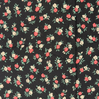 Multicolor Floral Print on Black Rayon Cotton Blend: 1.25 yds