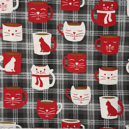 Coffee Cats Cotton Blend: 2 yds