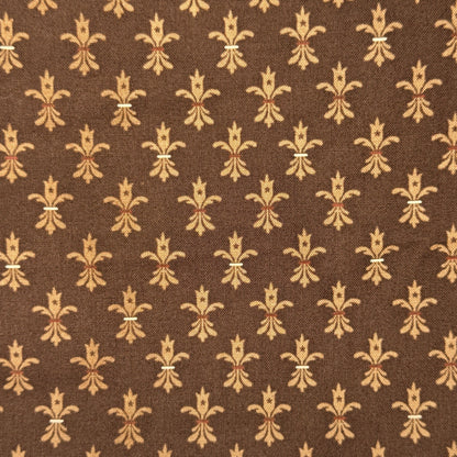 Brown & Cream Fleur De Lis Cotton: 5 yds