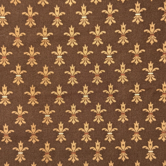 Brown & Cream Fleur De Lis Cotton: 5 yds