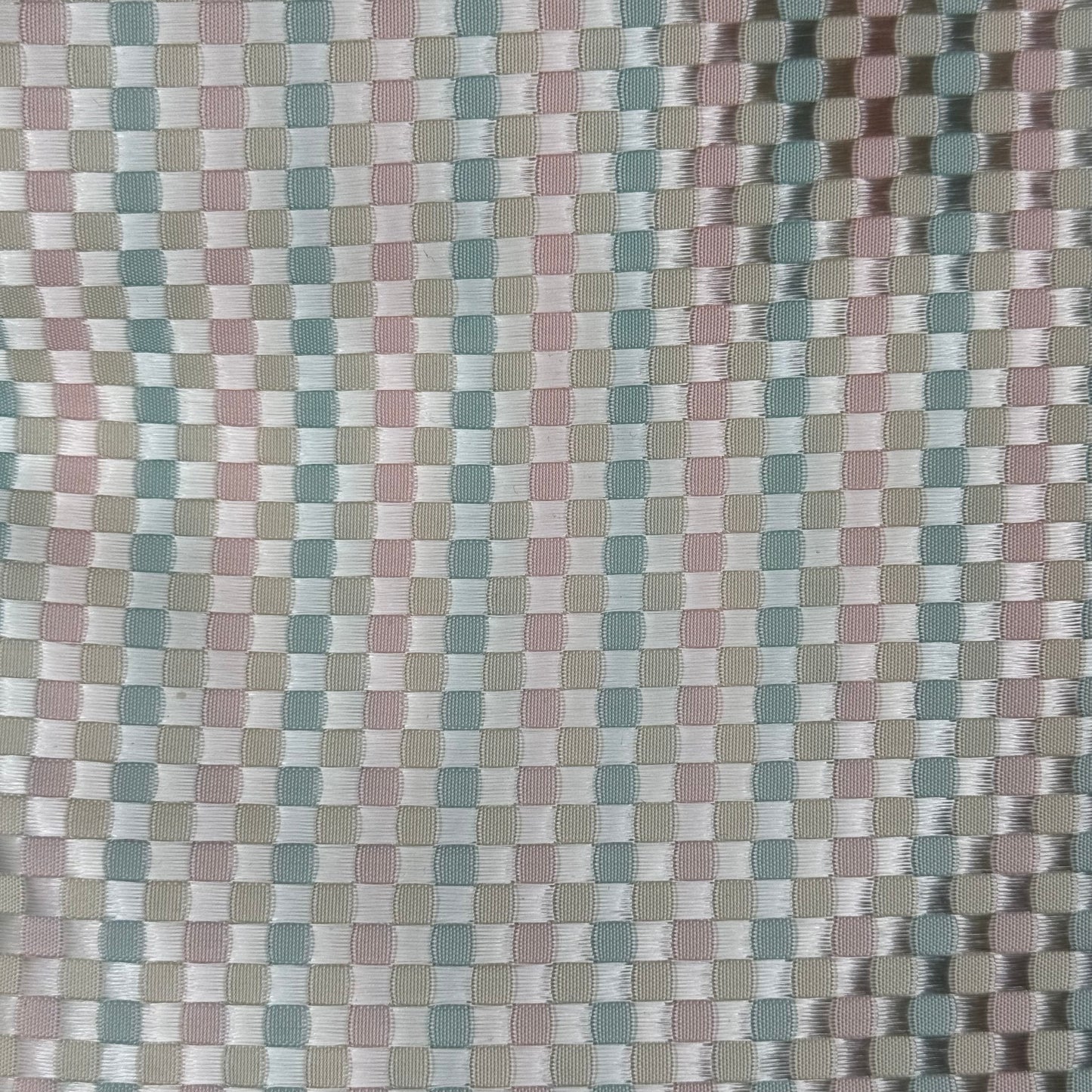 Pastel Pink/Blue/White Basket Weave Shiny Poly: 3.5 yds