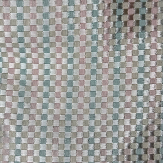 Pastel Pink/Blue/White Basket Weave Shiny Poly: 3.5 yds