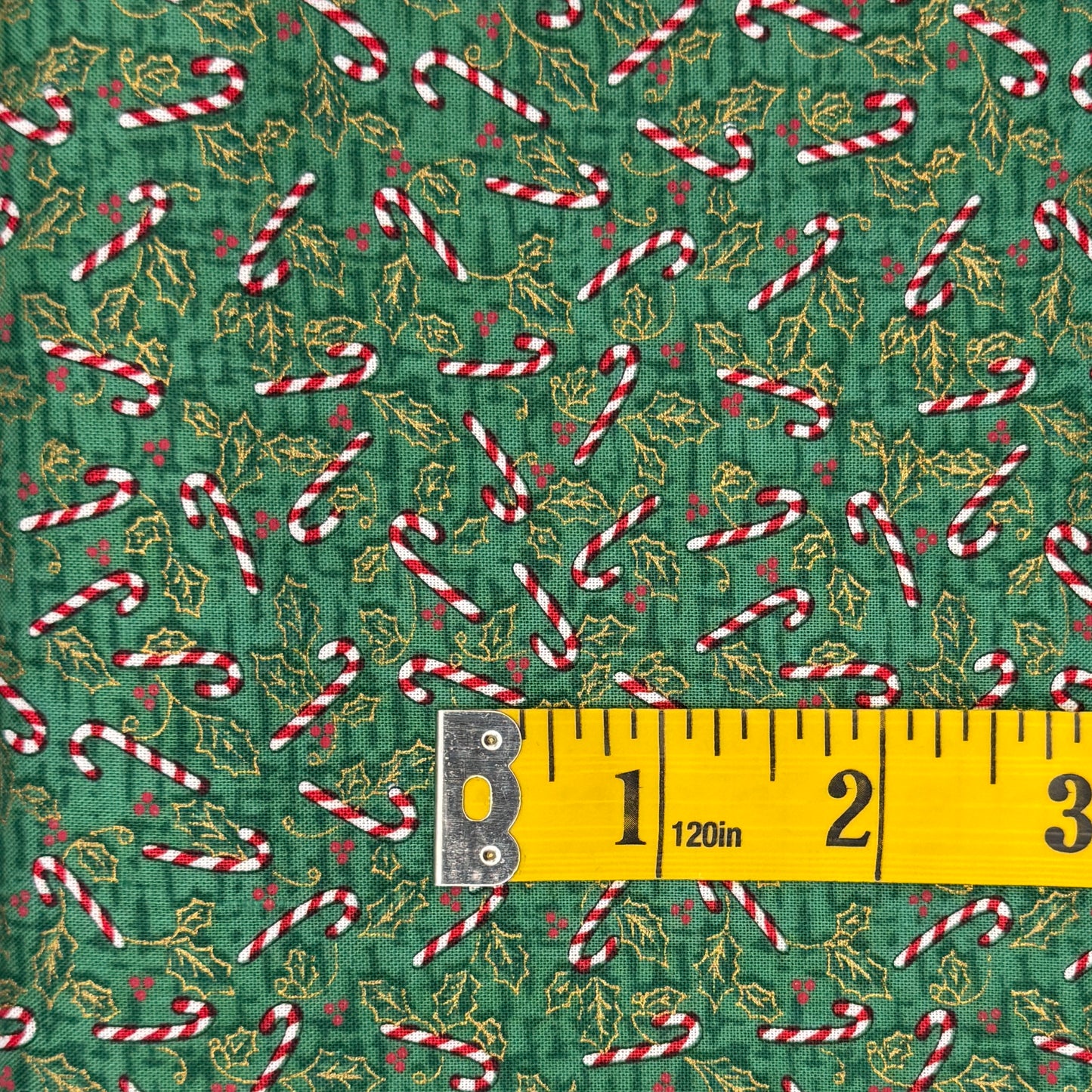 Green Candy Canes Cotton: 1.5 yds