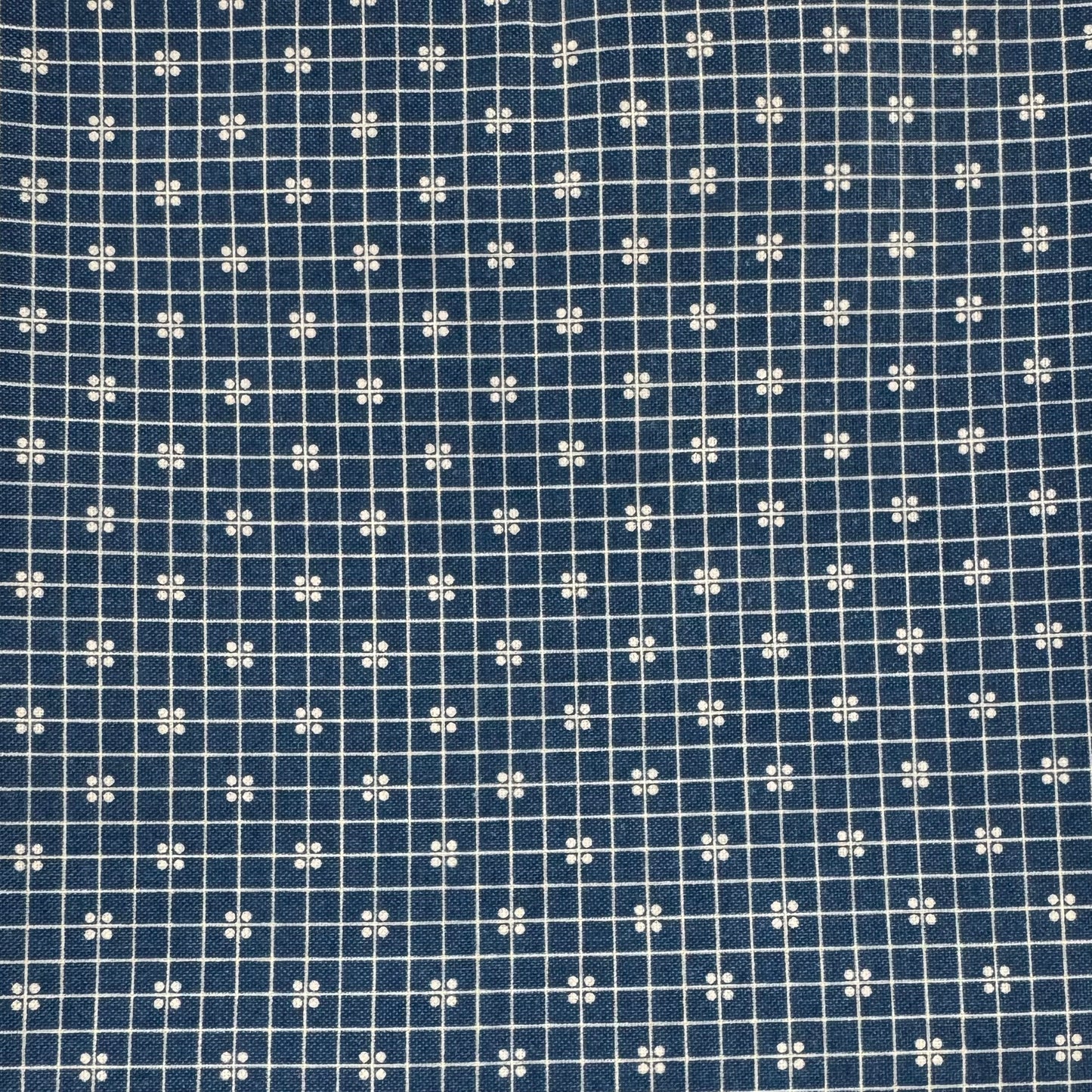 Blue With White Lines & Dots Cotton: 1.5 yds